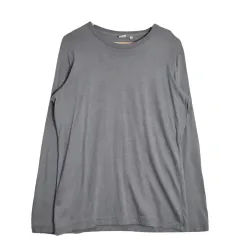 UNIQLO ユニクロ ライト グレー 長袖 Tシャツ MAN L コットン 100%