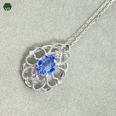 33-28】サファイア ダイヤモンド ネックレス S0.82/D0.08ct - メルカリ