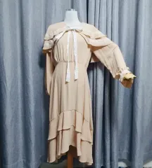 送料無料＆送料込み #ほぼ新品 #ビック襟レースフリルロング丈ワンピース