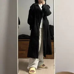 ロング トレンチ コート レディース ジャケット ブラック