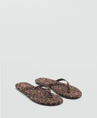 マンゴ レディース シューズ サンダル プリント MANGO Womens Leopard Print Strap Sandals Black ブラックのサムネイル