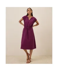 パクト レディース トップス ワンピース ミディ コットン Pact Womens Organicotton Coastal Double Gauze Tie Waist Midi Dressangria