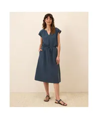 パクト レディース トップス ワンピース ミディ コットン Pact Womens Organicotton Coastal Double Gauze Tie Waist Midi Dress French navy ネイビー