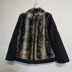 ブラック バイカラー ファー ジャケット 90 95 サイズ 冬 511246
