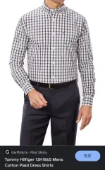 トミーヒルフィガー メンズ CHECK シャツ M 105 サイズ ネイビー 白 (新品)