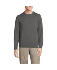 ランズエンド メンズ アウター ニット・セーター クルーネック セーター コットン Lands End Mens Fine Gauge Cotton Crew Neck Sweater Charcoal heather チャコール