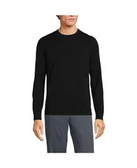 ランズエンド メンズ アウター ニット・セーター クルーネック セーター コットン Lands End Mens Fine Gauge Cotton Crew Neck Sweater Black ブラック