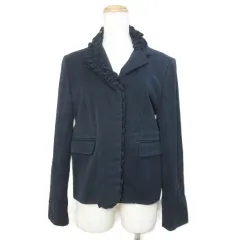 マルニ MARNI ジャケット フリル シングル コットン 42 日本サイズL相当 紺 ネイビー /X