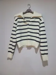 ボクセル ストライプ ニット ジップアップ カーディガン