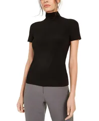 アンクライン レディース トップス シャツ 半袖 Anne Klein ShortSleeve MockNeck Top Black ブラックのサムネイル