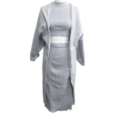 エイミーイストワール eimy istoire ロングカーディガン リブニット スカート ワンピース セットアップ グレー F フリーサイズ