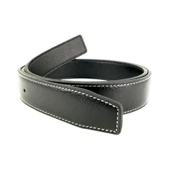 【新着商品】合皮 超ロング 牛革 長い カジュアル ブラック ビジネス レザー ピン 幅33mm 120cm強 黒 メンズ S-B-054 革のみ ベルト バックルなし