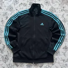 95 アディダス 3本線 トラックジャージ ジャージ 黒 スカイブルー