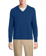 ランズエンド メンズ アウター ニット・セーター Vネック Lands End Mens Fine Gauge Cashmere Vneck Sweater Northern sky heather ヘザー