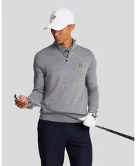 ライルアンドスコット メンズ アウター ニット・セーター ハーフジップ Lyle Scott Mens Golf Quarter Zip Merino Sweater Mid grey marl グレのサムネイル
