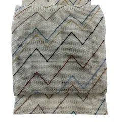 名古屋帯 秀品 夏帯 羅織 八寸名古屋帯 松葉仕立て トンネル仕立て 幾何学 ベージュ 正絹 【中古】