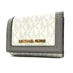 【未使用品】MICHAEL KORS マイケルコース 三つ折り財布 ホワイト グレー レザー ゴールド金具