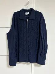 ニット ジップアップ ネイビー