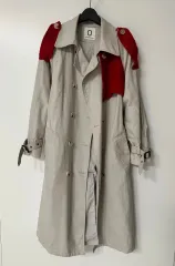 バイカラー レッド パッチ トレンチ ジャケット