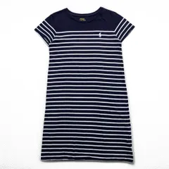 Polo Ralph Lauren ボーダー 半袖 Tシャツ ワンピース S ネイビー ホワイト コットン