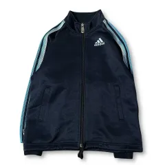 アディダス キッズ スカイブルー ロゴ ネイビー グラデーション ライン トラックジャージ 6