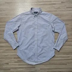 100) ラルフローレン ストライプ シャツ ブルー