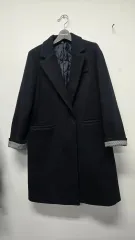 裏地ダウン CHECKバイカラー ウール ロングコート