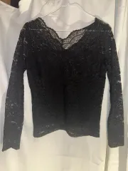 ブラックレース長袖ブラウス