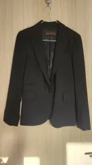 ザラ レディース 黒 スーツジャケット 黒 麻 MY S