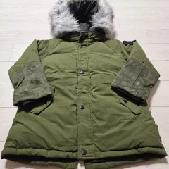 フォレズ カーキ色 ファー フード ダウン アウター 120 サイズ