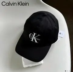 Calvin Klein カルバン・クライン シグネチャー(cignature) 刺繍 ストラップタイプ CK ベースボールキャップ ブラック
