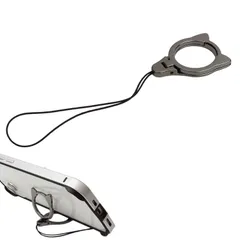 【新着商品】（ブラック）スマホストラップ 携帯ストラップ スマホアクセサリー スタンド 猫耳 リングストラップ かわいい スマホ落下防止 猫 さびない 落下防止 丈夫 2in1 携帯電話ホルダーストラップ スマホスタンド 多機能クリエイティブリングバックル、携のサムネイル