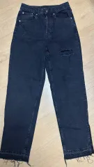 H&M ブラック ダメージデニム パンツ 裂けデニム