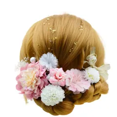 【数量限定】結婚式 成人式 ヘア飾り 成人式 振袖 ド 完璧なマッチ ピンク 卒業式 髪飾り ライフラワー、ビーズ、カスミソウ 髪飾り (ピンク) 七五三