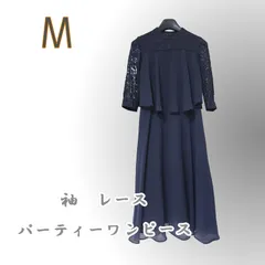 新品/レース/ワンピース/ネイビー/M/上品/結婚式/二次会/レディース●M30