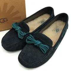 アグ DAKOTA ダコタ モカシン ボア リボン シューズ ブランド 靴 レディース 24サイズ ネイビー UGG 【中古】