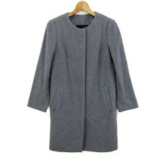 INED イネド】グレー ノーカラージャケット 7/S ダウンコート【p2 