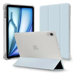 【新品】 MS factory iPad Air 11インチ ケース M4 M3 M2 第5/4世代 用 カバー 耐衝撃 ペン収納 軽量 衝撃吸収 半透明 ソフトTPU アイパッドエアー 10.9インチ 第5世代 第4世代 アリス ブルー 水色 IPDA4 0
