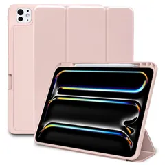 【新品】 MS factory iPad Pro 11インチ M5 M4 (2025/2024) 用 ケース ペン収納 耐衝撃 ソフトTPU カバー Pro 11 スタンド オートスリープ ピンクサンド IPDP11m4-S-HDR-PK 1