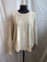 EARTH MUSIC&ECOLOGY アイボリーウール混ブレンドニット(F)/11675