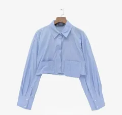 ザラ ストライプ クロップド ブラウスシャツ