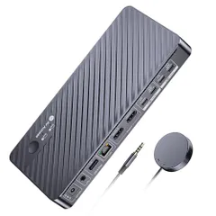 新品 AV Access 11 in1ドッキングステーションのKVM切替器2台のディスプレイ2台のノートパソコン、4K KVMスイッチ2入力2出力、1台のPC 100W PD、1Gイーサネット、EDIDシミュレーション、ホームオフィスとゲームに最適