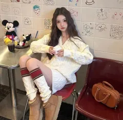 アイボリー ケーブル編み ニット セット