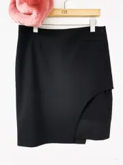 THE IZZAT ザアイザット アシンメトリー 5部 Hラインスカート 30インチ 77 ブラック