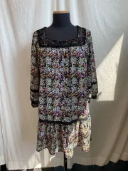 MICHEL KLEIN スクエアネックパターンロングブラウス(M)
