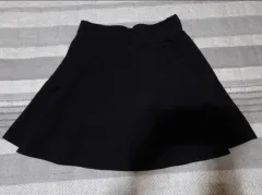 黒 ウエストゴム A ライン ミニスカート