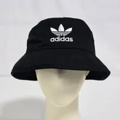 アディダス 刺繍 ロゴ ブラック バケットハット 帽子 57-60cm 0823