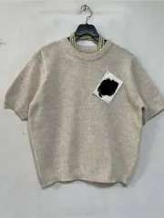 特価新)N5658 シンプル ニット セミ クロップド 半袖 3