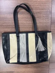 バイカラーストライプ タッセル トートバッグ