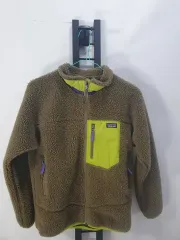 パタゴニア キッズ フリース レトロ フリース ジャケット カーキ ブラウン L 12y
